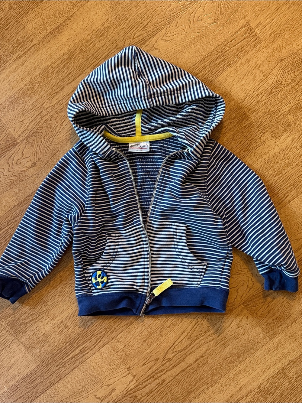 Hanna Andersson Striped Navy & White Hooded Zip Jacket - 3T